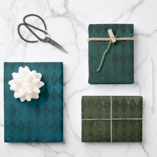 Distressed Harlequin Pattern Wrapping Paper Sheet
