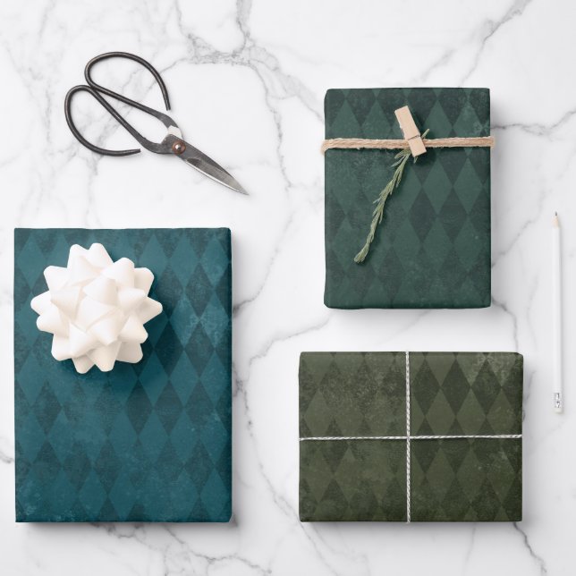 Distressed Harlequin Pattern Wrapping Paper Sheet (Front)