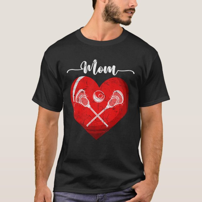 Distressed Heart Lacrosse Mom Heart Cute Mother s  T-Shirt (Front)