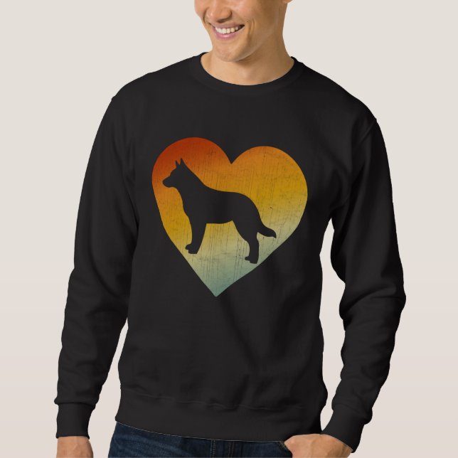 Distressed Heart Retro Men Women Australian Cattle Sweatshirt (Front)