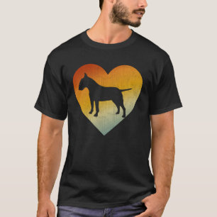 Distressed Heart Retro Men Women Bull Terrier Dog T-Shirt