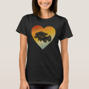 Distressed Heart Retro Style Men Women Fish T-Shirt