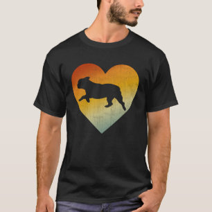 Distressed Heart Retro Style Men Women French Bull T-Shirt