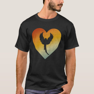 Distressed Heart Retro Style Men Women Parrot T-Shirt