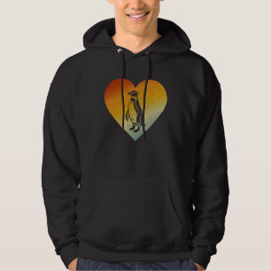 Distressed Heart Retro Style Men Women Penguin Hoodie