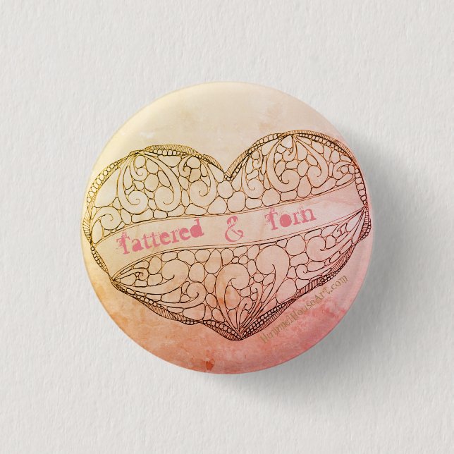 Distressed Heart - Tattered & Torn 3 Cm Round Badge (Front)
