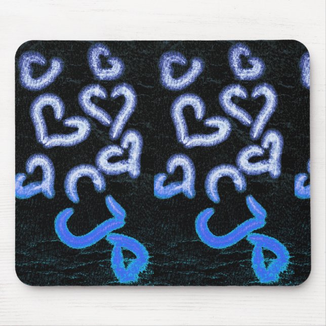 Distressed Hearts Blue Mouse Pad (Front)