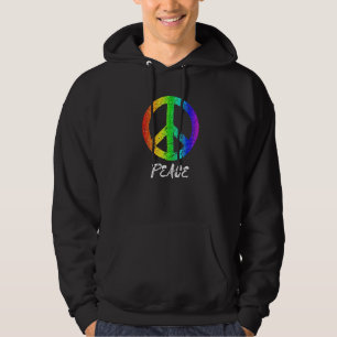 Distressed Hippie Peace Symbol Cool Equality Peace Hoodie