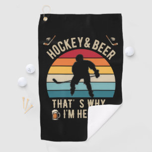 Distressed Hockey and Beer Pun Hockey Golf Towel