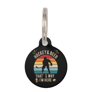 Distressed Hockey and Beer Pun Hockey Pet Tag