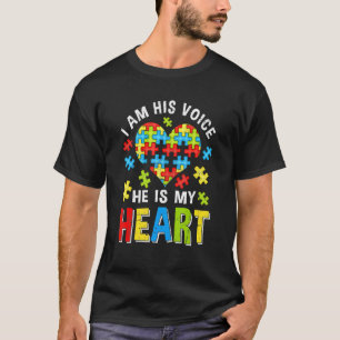 Distressed I Am His Voice He Is My Heart Autism Aw T-Shirt