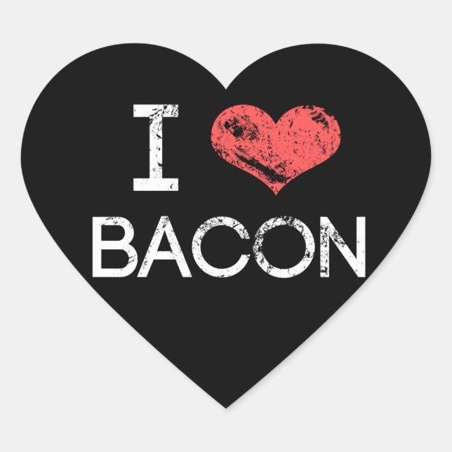 Distressed "I Love Bacon" Heart Stickers (Front)