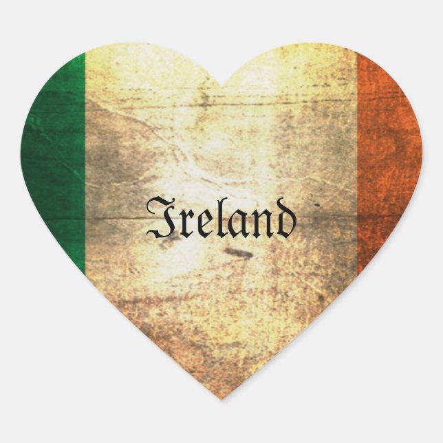 Distressed Irish Flag Heart Sticker (Front)