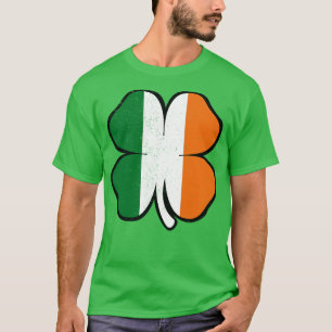 Distressed Irish Ireland Colours Four Leaf Clover  T-Shirt