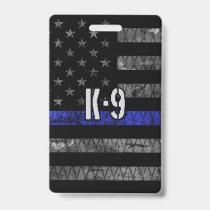 Distressed K-9 Unit Police Flag ID Badge