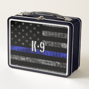 Distressed K-9 Unit Police Flag Metal Lunch Box
