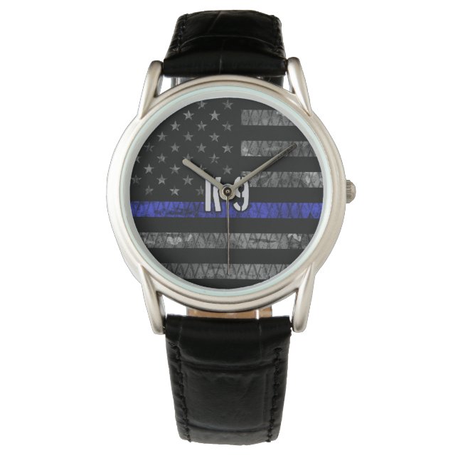 Distressed K-9 Unit Police Flag Watch (Front)