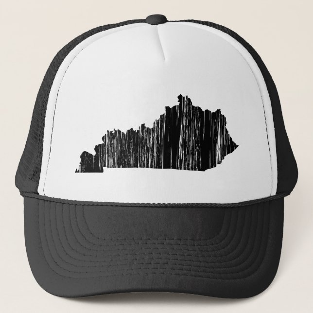 Distressed Kentucky State Outline Trucker Hat (Front)