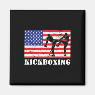Distressed Kickboxing Usa American Flag Vintage Mm Magnet