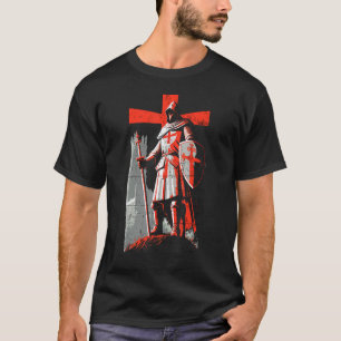 Distressed Knights Templar Crusader Cross Soldier  T-Shirt