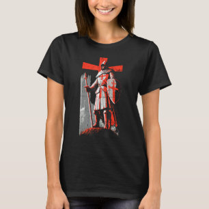 Distressed Knights Templar Crusader Cross Soldier  T-Shirt