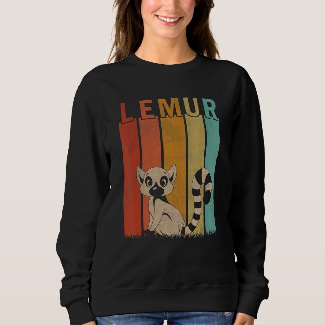 Distressed Lemur   Men Women Kid Cute Lemur Retro Sweatshirt (Front)