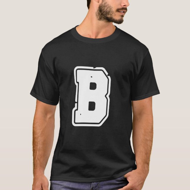 Distressed Letter B Capital Alphabet Monogram Init T-Shirt (Front)