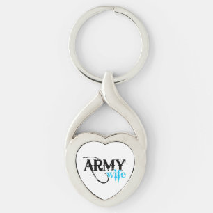 Distressed Lettering Army Wife Key Ring