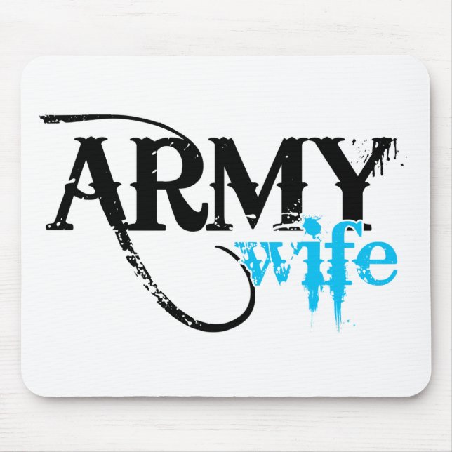 Distressed Lettering Army Wife Mouse Pad (Front)