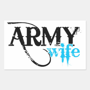Distressed Lettering Army Wife Rectangular Sticker