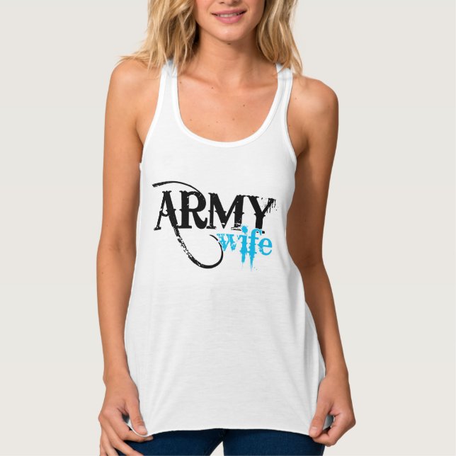 Distressed Lettering Army Wife Singlet (Front)