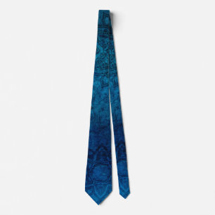 Distressed Light Blue Mandala Pattern Tie