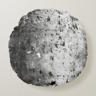 Distressed Light Grey & Black Grunge Texture Round Cushion