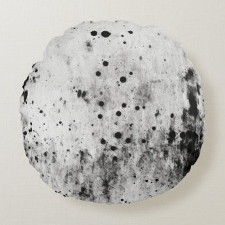 Distressed Light Grey & Black Texture Round Cushion