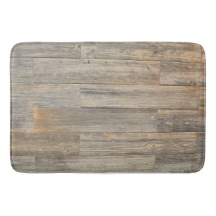 Distressed light Rustic Wood grain planks   Bath Mat