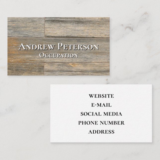 Distressed light Rustic Wood grain planks  Business Card (Front/Back)