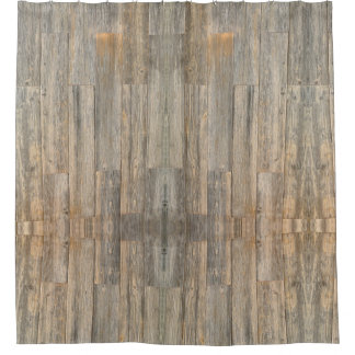 Distressed light Rustic Wood grain planks   Shower Curtain