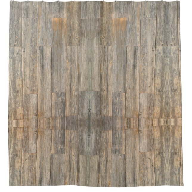 Distressed light Rustic Wood grain planks   Shower Curtain (Front)