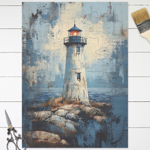 Distressed Lighthouse Painting Decoupage Tissue Paper