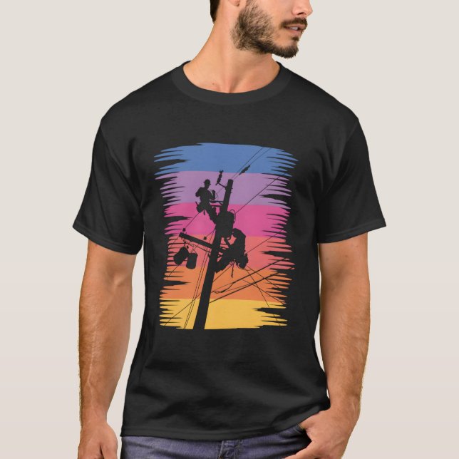 Distressed Line Power Pole Cable Line T-Shirt (Front)