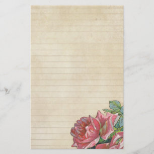 Distressed Lined with Pink Rose Stationery
