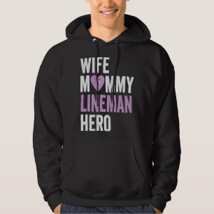 Distressed Lineman  Wife Mommy Lineman Hero Hoodie