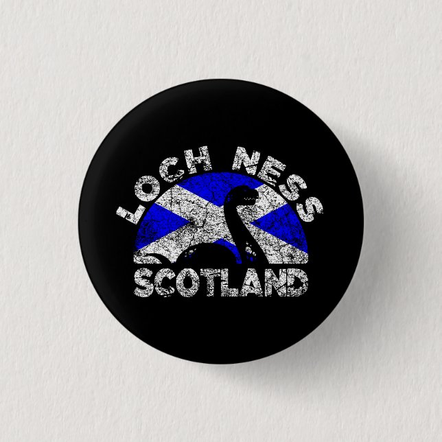 Distressed Loch Ness Monster Scotland Flag 3 Cm Round Badge (Front)