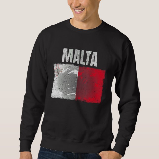 Distressed Malta Flag Graphic For Men Women Kids M Sweatshirt (Front)