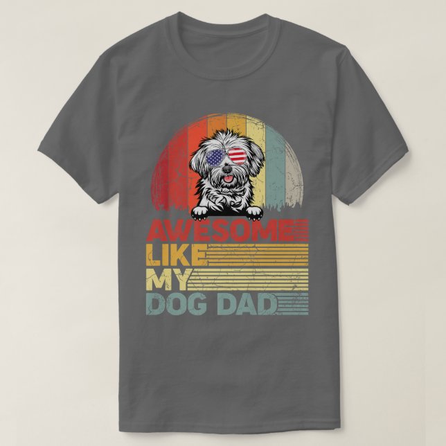 Distressed Maltese Tee Awesome Like My Dog Dad  (Design Front)