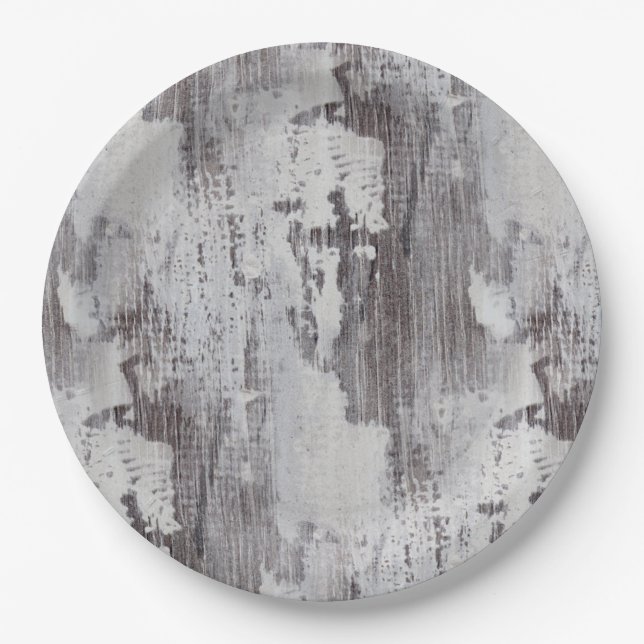 Distressed Maui Whitewashed Oak Wood Grain Look Paper Plate (Front)