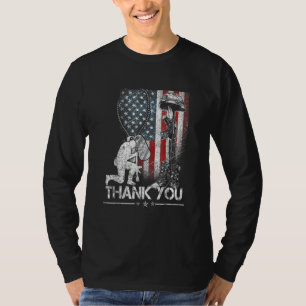 Distressed Memorial Day American Flag Military Boo T-Shirt