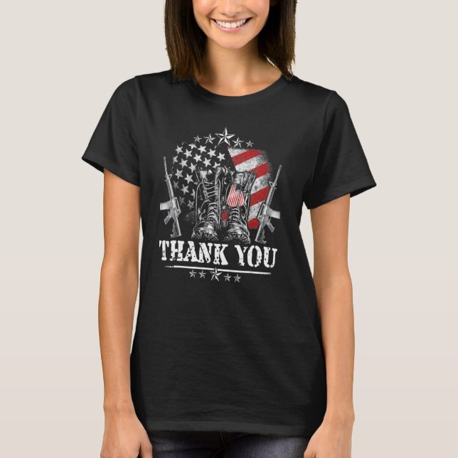 Distressed Memorial Day  Flag Military Boots Dog T T-Shirt (Front)