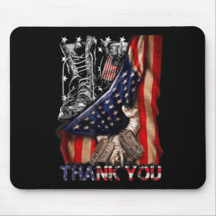 Distressed Memorial Day Flag Military Boots Dog Ta Mouse Pad