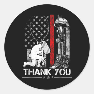 Distressed Memorial Day Shirt Flag Military Boots  Classic Round Sticker